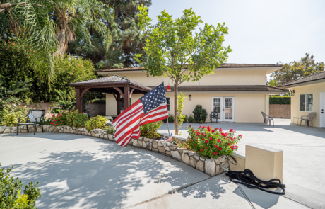 Elegant exterior of Trinity Hills Estates, a senior living care home in Arcadia, California