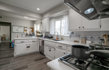 Well-equipped and modern kitchen at Trinity Hills Estates, a senior living care home in Arcadia, California, where nutritious meals are prepared for residents